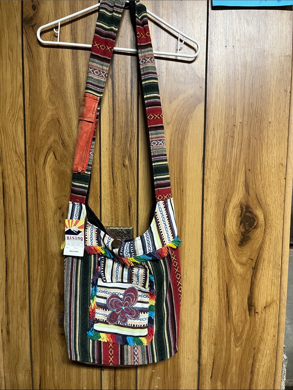 Rising International Multicolor Striped Woven Crossbody Bag